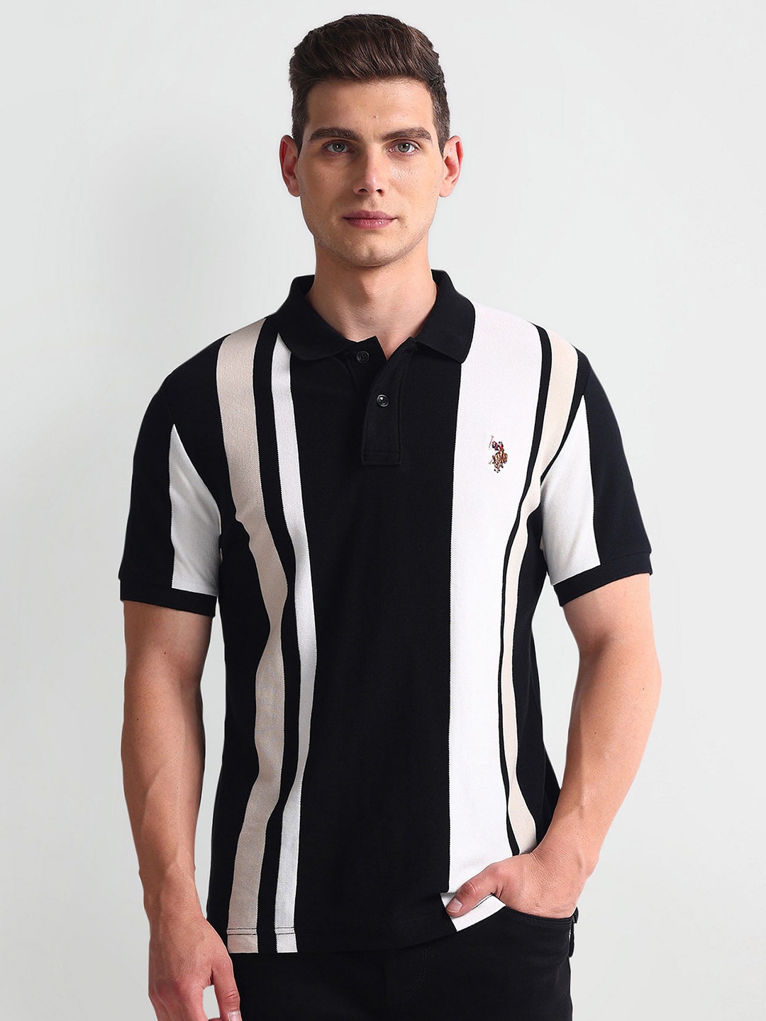 U.S. Polo Assn. Denim Co. Short Sleeves Striped Polo Collar Cotton Slim Fit T-shirt, Black
U.S. Polo Assn. Denim Co. Short Sleeves Striped Polo Collar Cotton Slim Fit T-shirt, Black