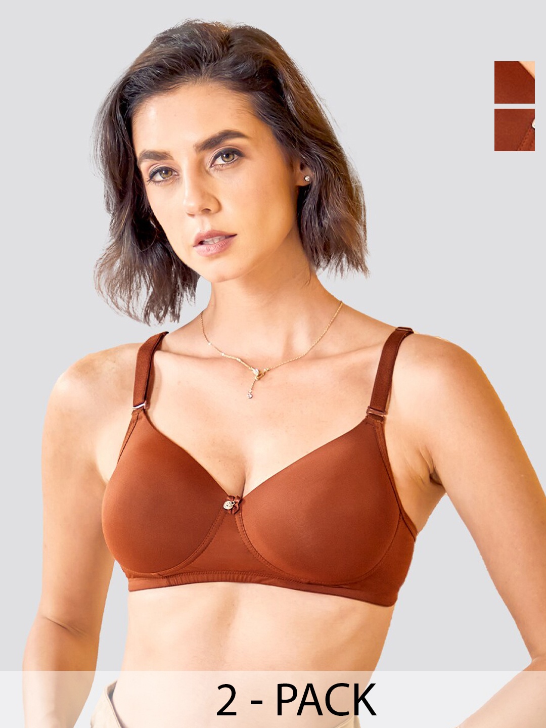 K LINGERIE Pack of 2 Sheley Wirefree Comfort Soft Padded Cups Detachable Straps Bra, Brown
K LINGERIE Pack of 2 Sheley Wirefree Comfort Soft Padded Cups Detachable Straps Bra, Brown