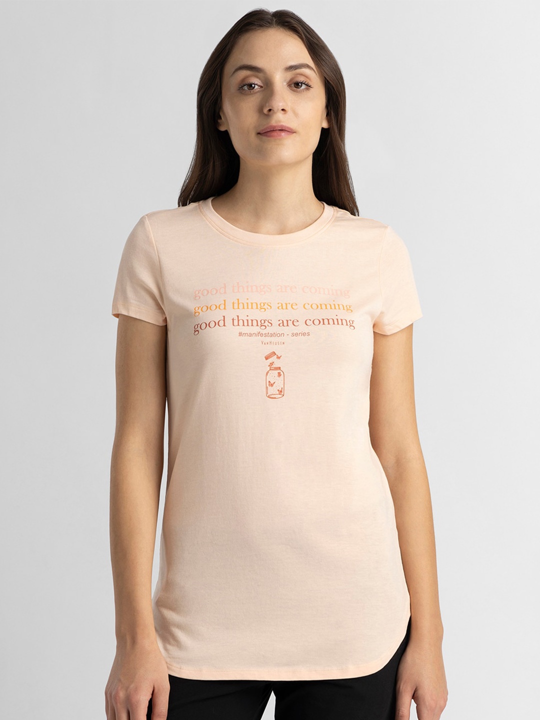 Van Heusen Round Neck Short Sleeves Typography Printed Relaxed Fit Cotton T-shirt, Peach
Van Heusen Round Neck Short Sleeves Typography Printed Relaxed Fit Cotton T-shirt, Peach