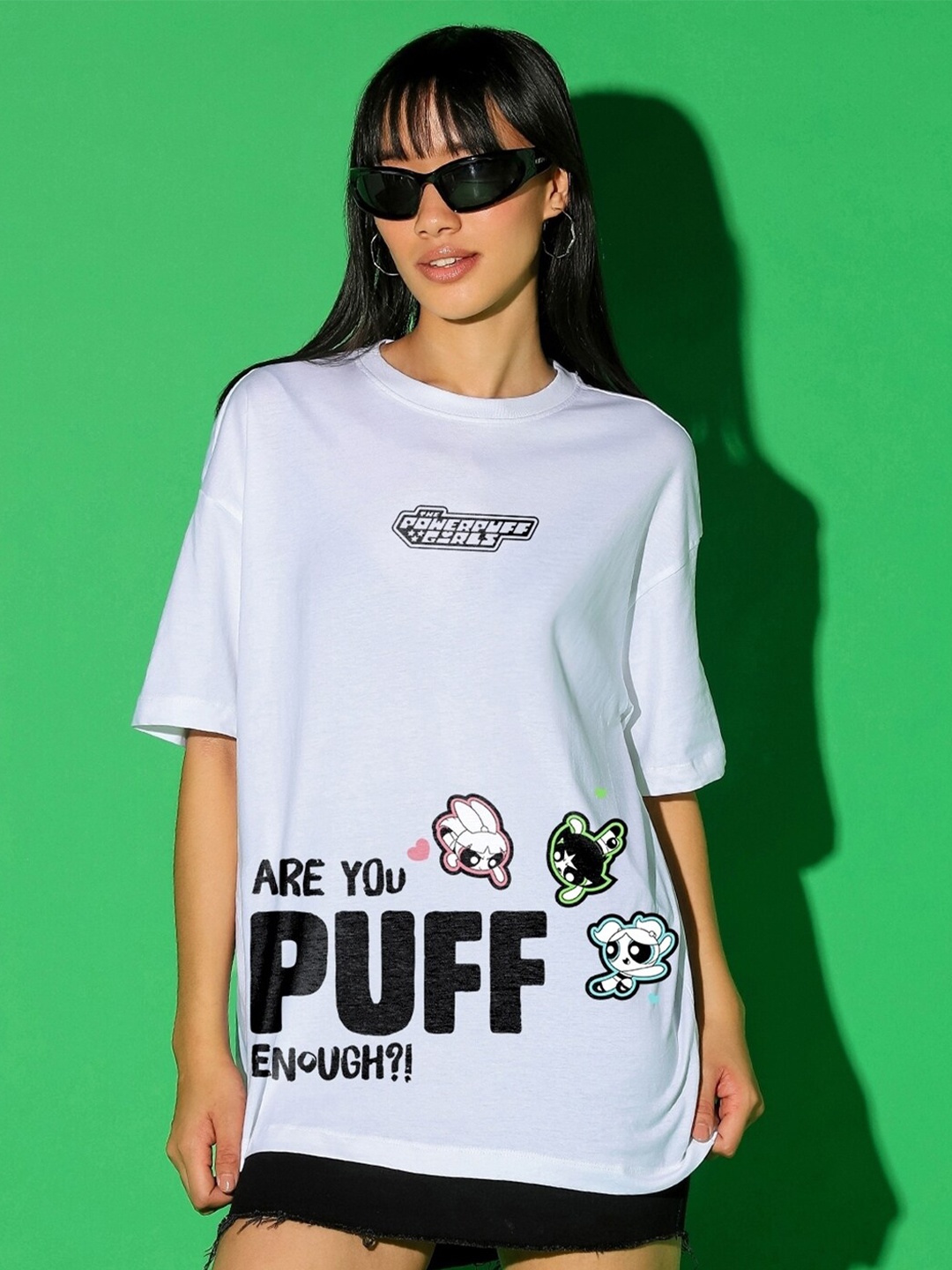 Bewakoof Powerpuff Girls Printed Drop-Shoulder Sleeves Oversized Cotton T-shirt, White
Bewakoof Powerpuff Girls Printed Drop-Shoulder Sleeves Oversized Cotton T-shirt, White