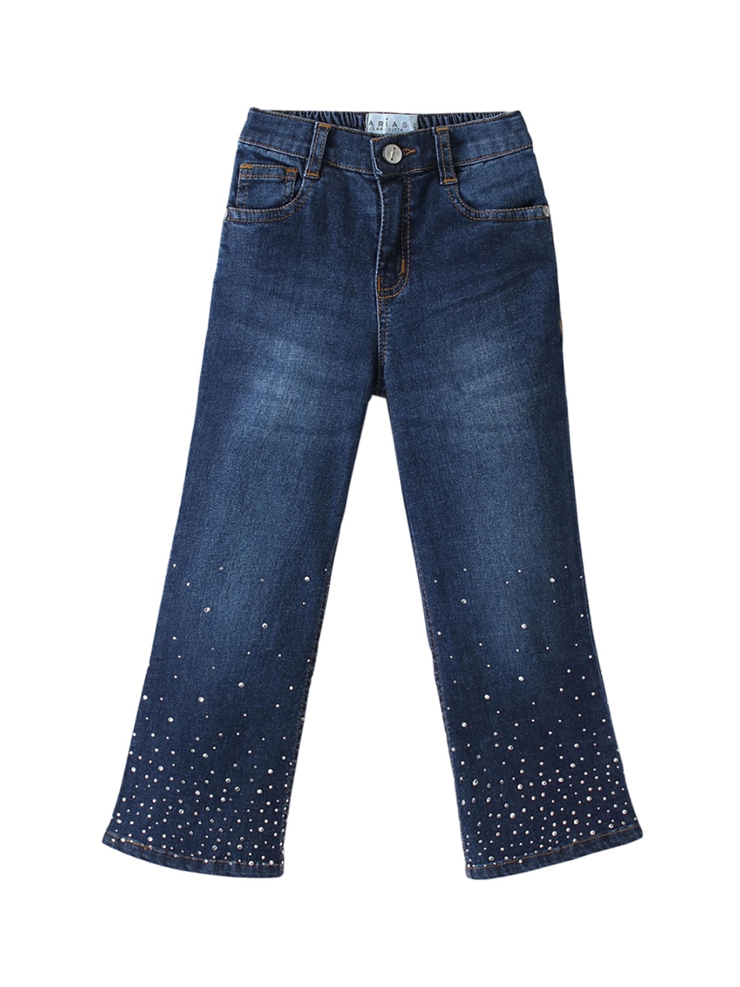 ARIAS By LARA DUTTA Girls Mid-Rise Heavy Fade Embellished Stretchable Jeans, Navy blue
ARIAS By LARA DUTTA Girls Mid-Rise Heavy Fade Embellished Stretchable Jeans, Navy blue