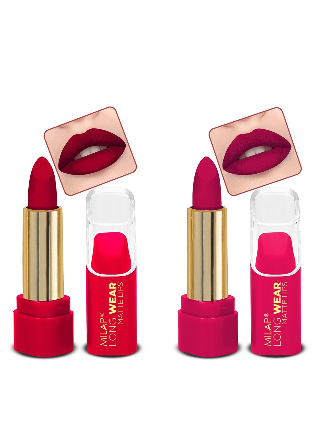 MILAP Set Of 2 Long Wear Waterproof Matte Lipstick - 4.2g Each - Dare To Date-Fired Up, Pink
MILAP Set Of 2 Long Wear Waterproof Matte Lipstick - 4.2g Each - Dare To Date-Fired Up, Pink