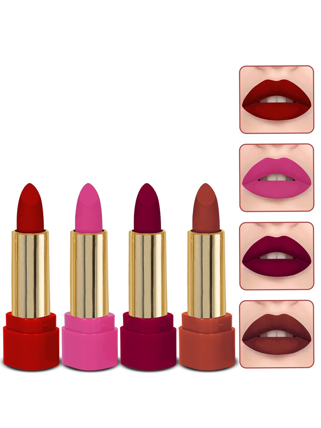 MILAP Set Of 4 Long Wear Waterproof Matte Lipstick - 4.2g Each - 604-608-616-619, Pink
MILAP Set Of 4 Long Wear Waterproof Matte Lipstick - 4.2g Each - 604-608-616-619, Pink