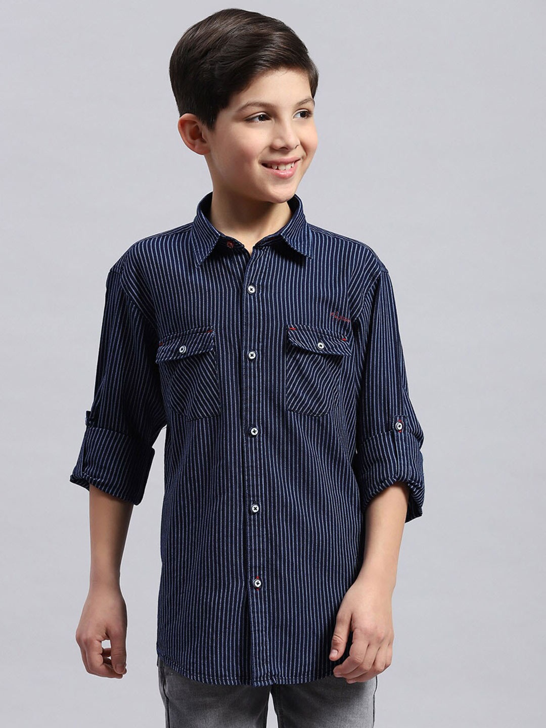 Monte Carlo Boys Classic Stripe Spread Collar Roll Up Sleeves Cotton Casual Shirt, Navy blue
Monte Carlo Boys Classic Stripe Spread Collar Roll Up Sleeves Cotton Casual Shirt, Navy blue