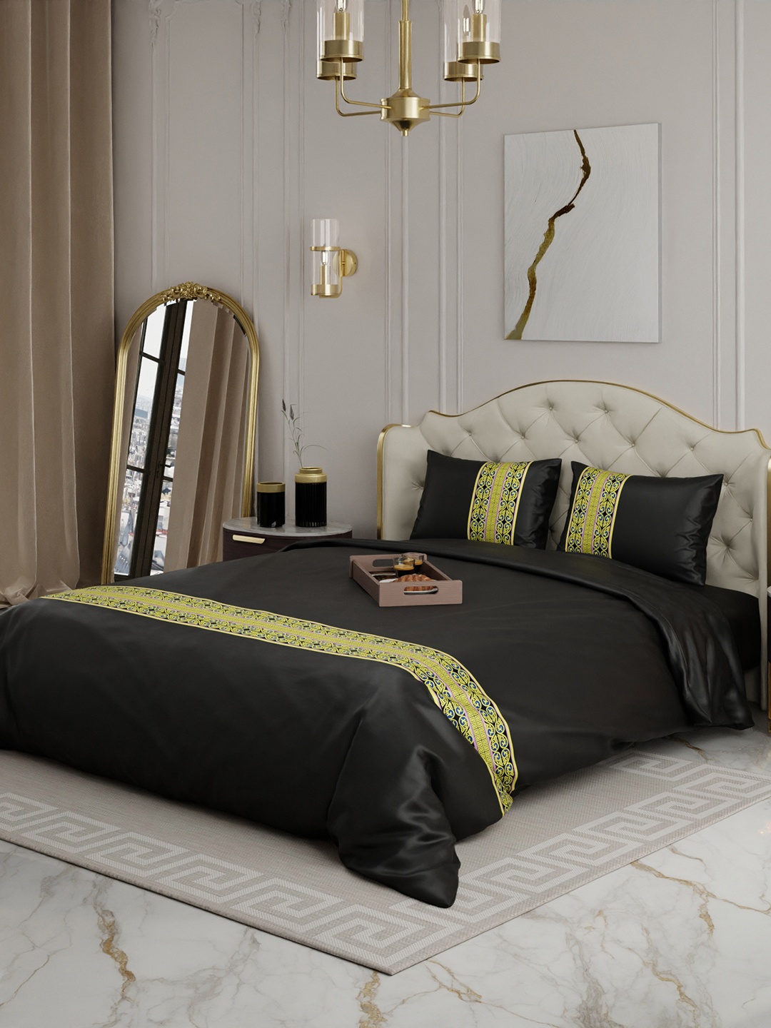 Stoa Paris Black Printed AC Room 150 GSM Double Bed Satin Comforter with 2 Pillow Covers
Stoa Paris Black Printed AC Room 150 GSM Double Bed Satin Comforter with 2 Pillow Covers
