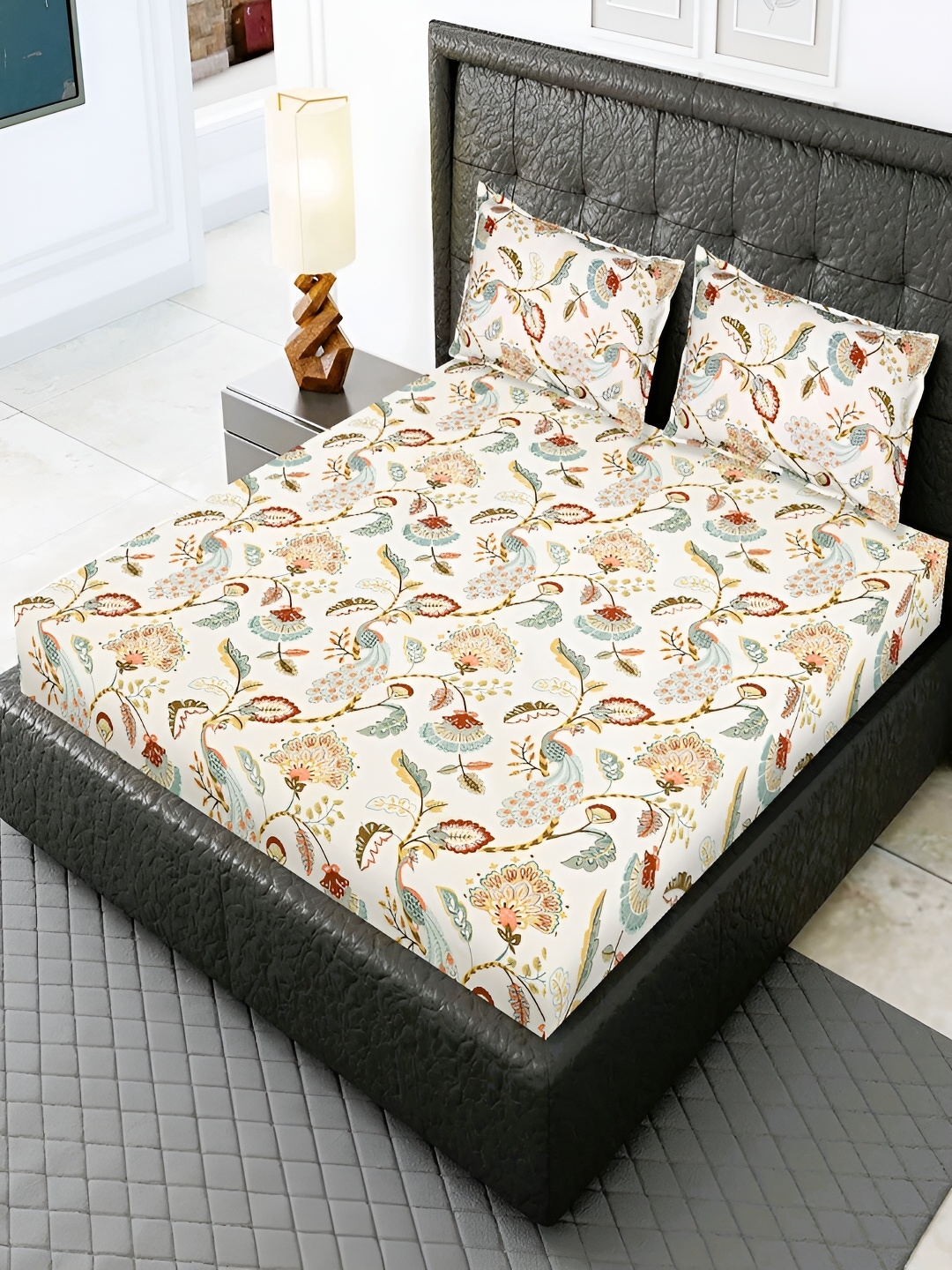 Srijee Decors Cream & Green Floral Cotton 210 TC Fitted King Bedsheet With 2 Pillow Covers
Srijee Decors Cream & Green Floral Cotton 210 TC Fitted King Bedsheet With 2 Pillow Covers