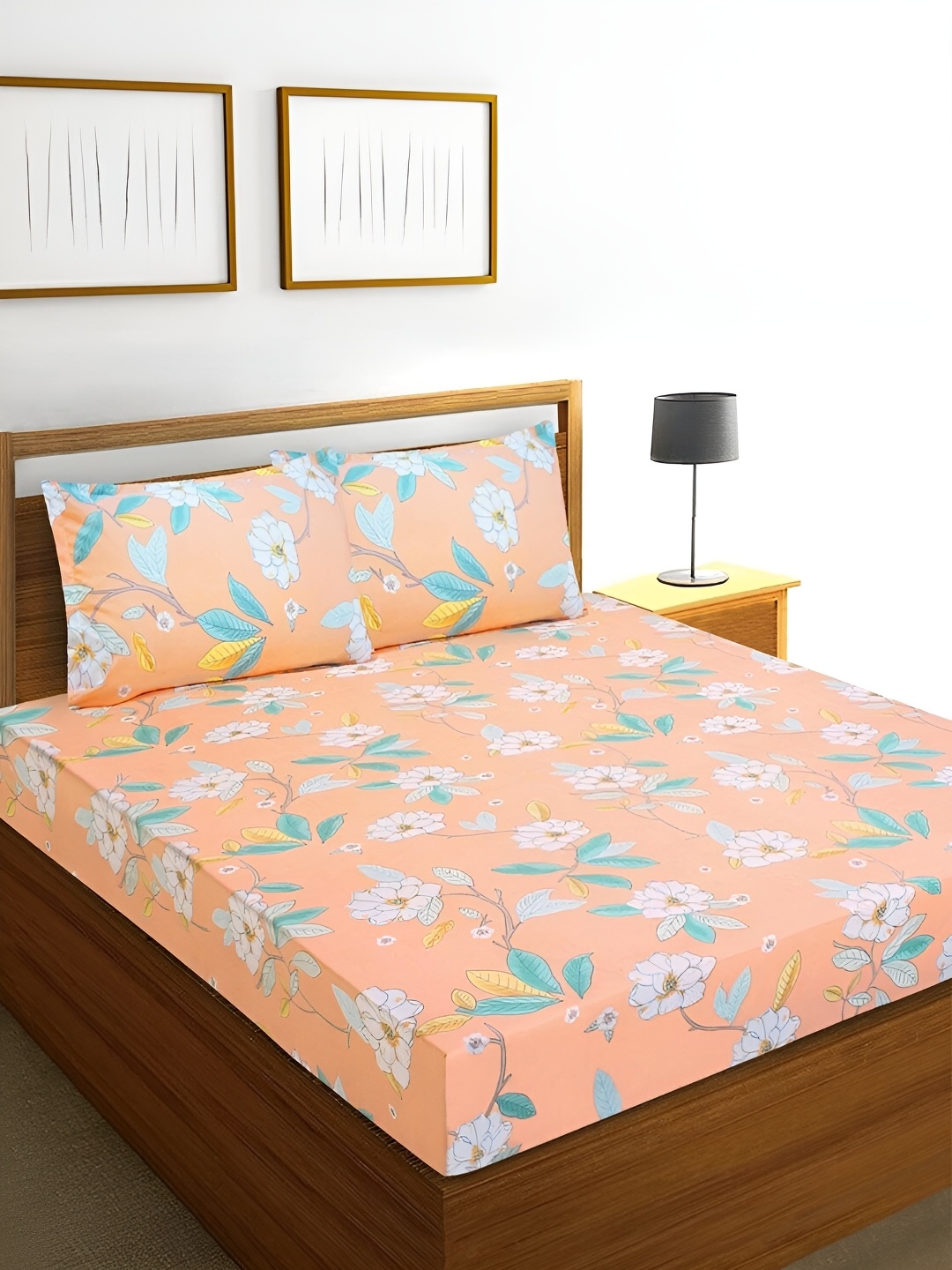 Srijee Decors Orange & Blue Floral 210 TC Fitted Queen Bedsheet With 2 Pillow Covers
Srijee Decors Orange & Blue Floral 210 TC Fitted Queen Bedsheet With 2 Pillow Covers
