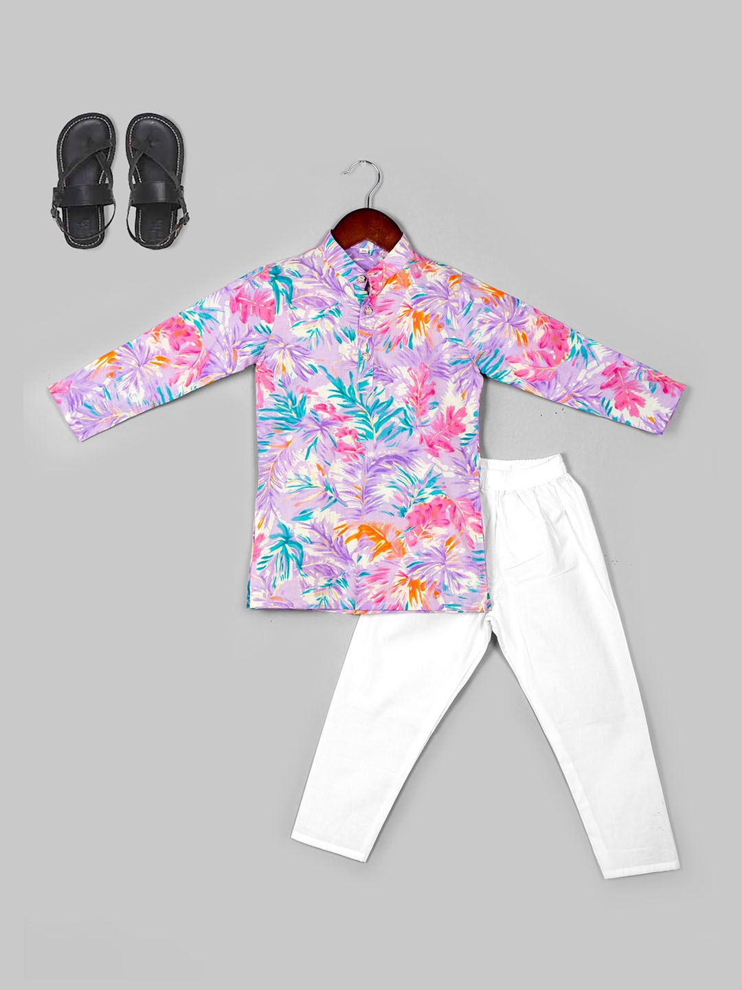 Naughty Ninos Boys Floral Printed Pure Cotton Straight Kurta with Pyjamas, Purple
Naughty Ninos Boys Floral Printed Pure Cotton Straight Kurta with Pyjamas, Purple