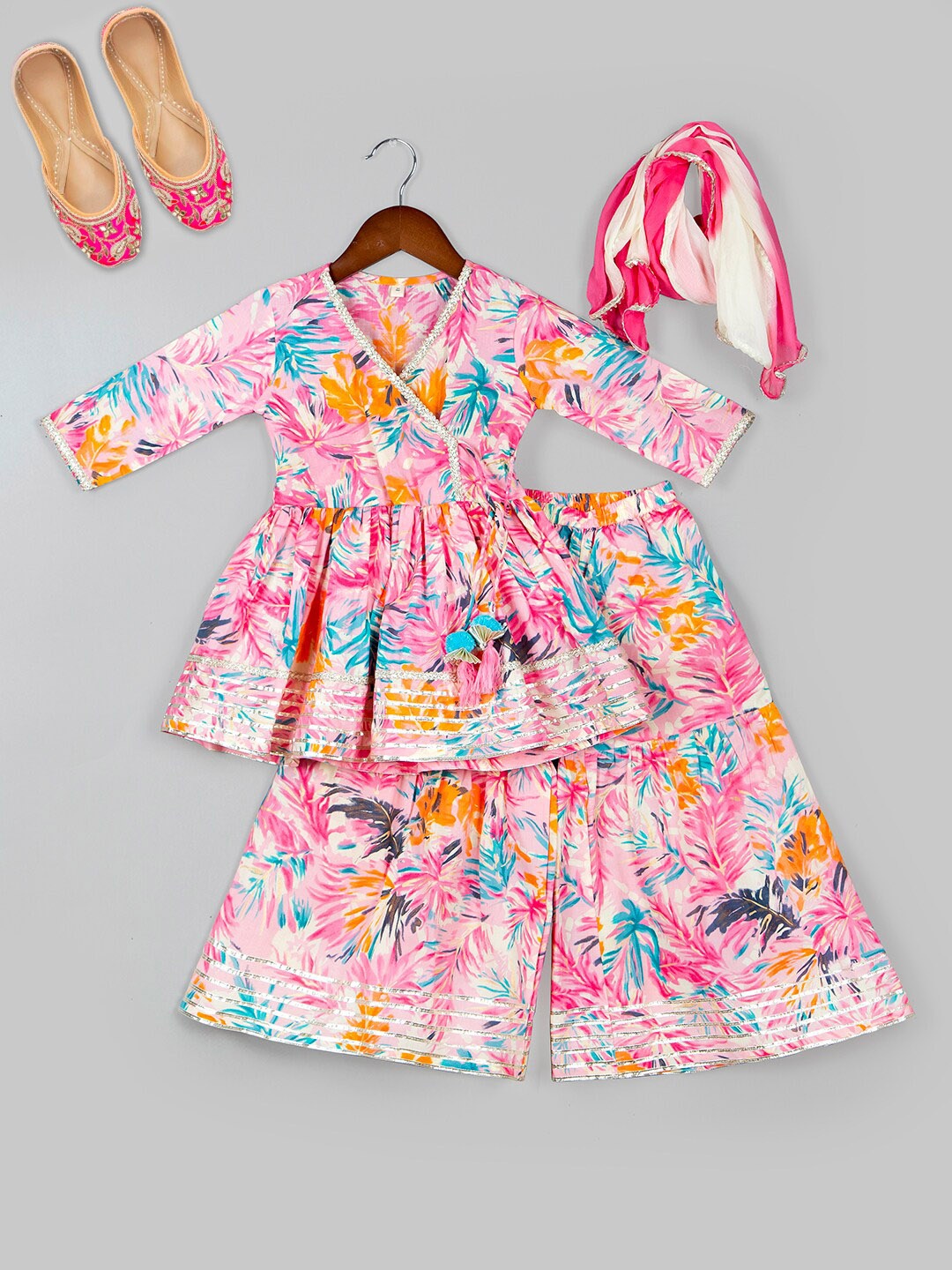 Naughty Ninos Girls Printed Empire Pure Cotton A-Line Kurta with Sharara & Dupatta, Pink
Naughty Ninos Girls Printed Empire Pure Cotton A-Line Kurta with Sharara & Dupatta, Pink