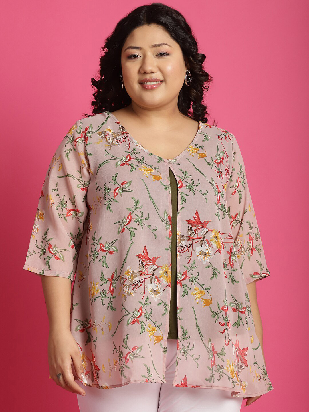 theRebelinme Plus Size Floral Print Cotton Georgette Top, Pink
theRebelinme Plus Size Floral Print Cotton Georgette Top, Pink