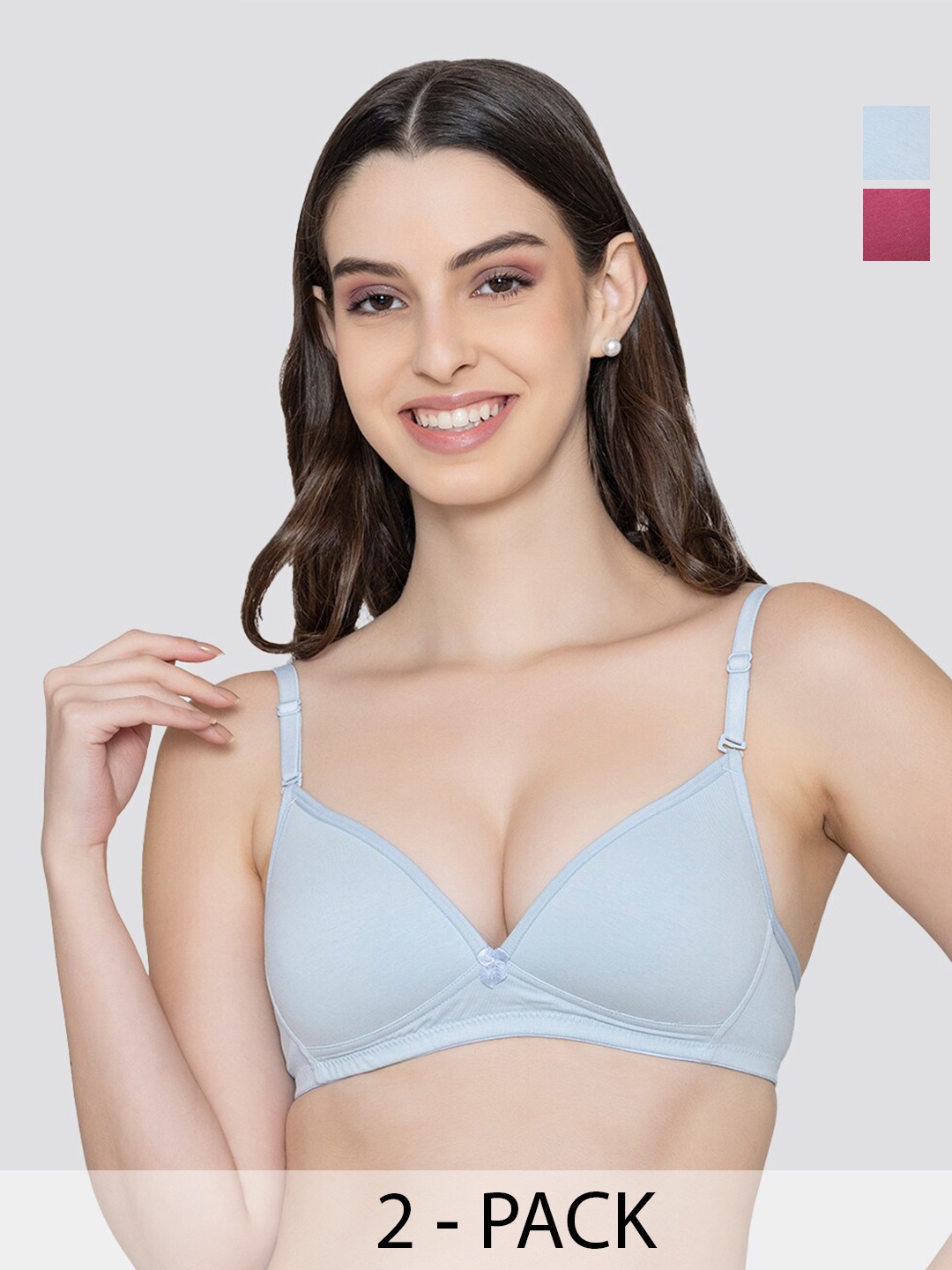 K LINGERIE Pack of 2 Orchid Plunge Neck Soft Padded Detachable Straps Low Back Bra, Blue
K LINGERIE Pack of 2 Orchid Plunge Neck Soft Padded Detachable Straps Low Back Bra, Blue