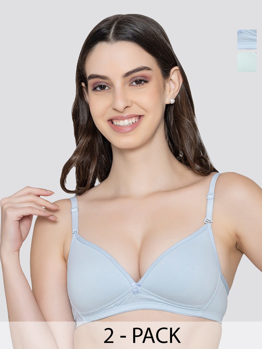 K LINGERIE Pack of 2 Orchid Plunge Neck Soft Padded Detachable Straps Low Back Bra, Blue
K LINGERIE Pack of 2 Orchid Plunge Neck Soft Padded Detachable Straps Low Back Bra, Blue