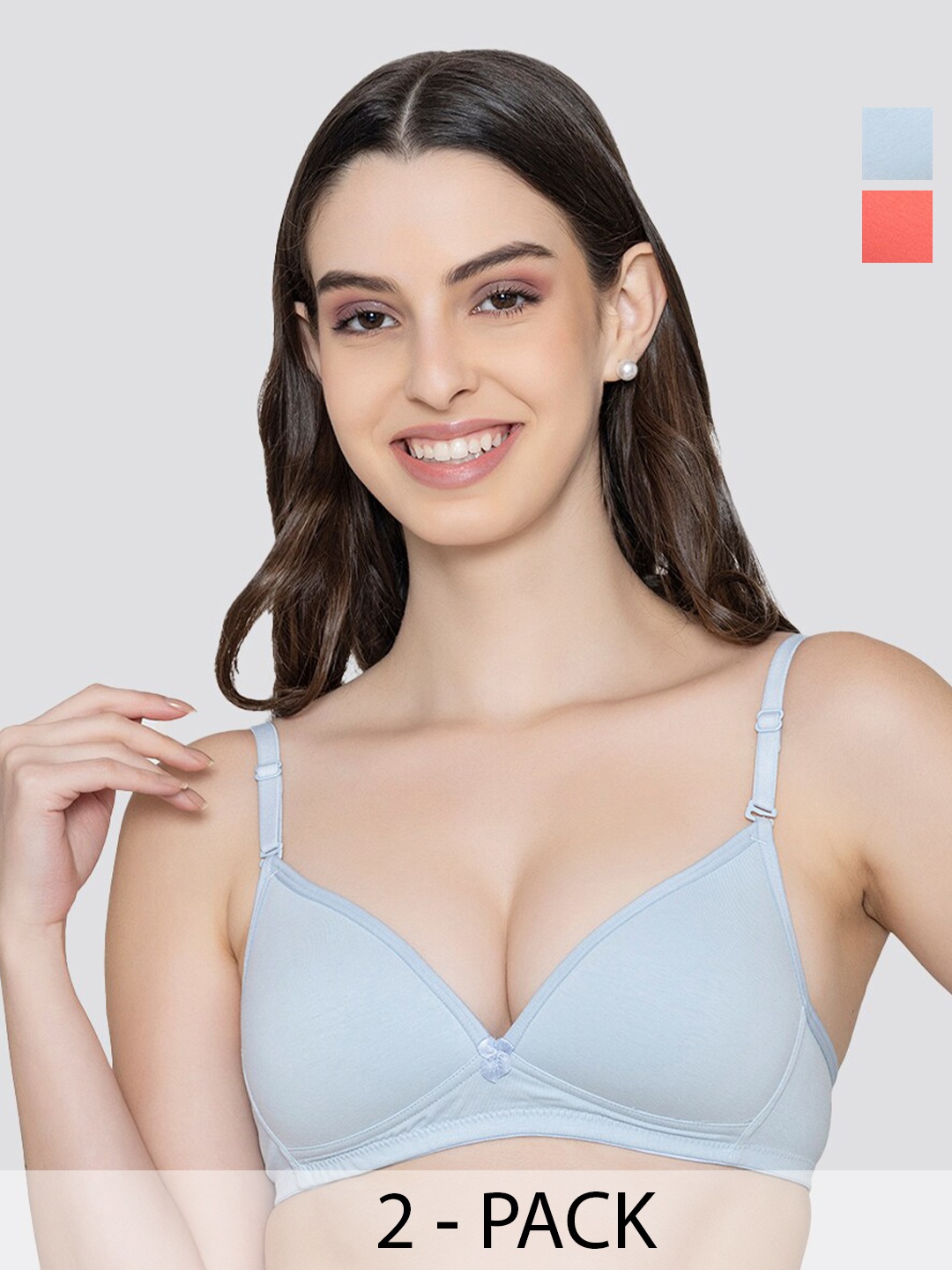 K LINGERIE Pack of 2 Orchid Plunge Neck Soft Padded Detachable Straps Low Back Bra, Blue
K LINGERIE Pack of 2 Orchid Plunge Neck Soft Padded Detachable Straps Low Back Bra, Blue