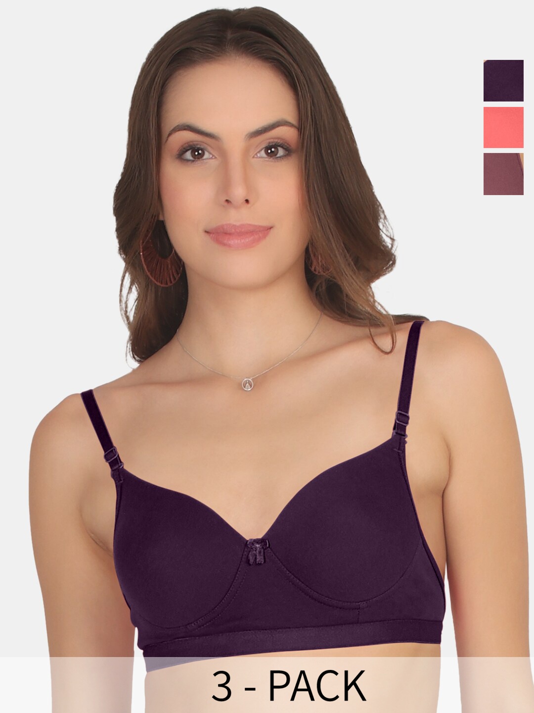 POOJA RAGENEE Pack Of 3 Anti Odour Cotton T-shirt Bra Full Coverage Non Padded, Pink
POOJA RAGENEE Pack Of 3 Anti Odour Cotton T-shirt Bra Full Coverage Non Padded, Pink