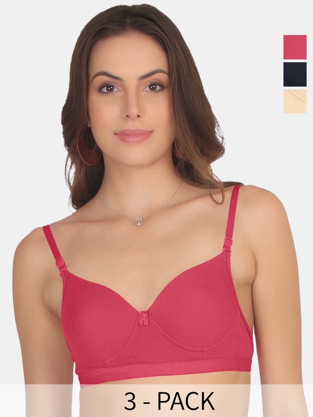 POOJA RAGENEE Pack Of 3 Full Coverage Cotton T-shirt Bras With All Day Comfort, Navy blue
POOJA RAGENEE Pack Of 3 Full Coverage Cotton T-shirt Bras With All Day Comfort, Navy blue