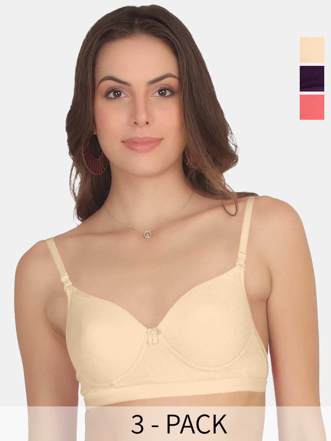 POOJA RAGENEE Pack Of 3 Full Coverage Cotton T-shirt Bras With All Day Comfort, Burgundy
POOJA RAGENEE Pack Of 3 Full Coverage Cotton T-shirt Bras With All Day Comfort, Burgundy