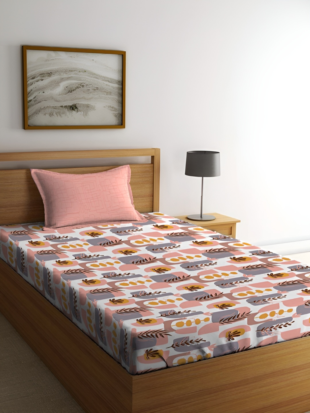 MYTRIDENT Comfort Living Pink Floral 144 TC Cotton Single Bedsheet with 1 Pillow Cover
MYTRIDENT Comfort Living Pink Floral 144 TC Cotton Single Bedsheet with 1 Pillow Cover