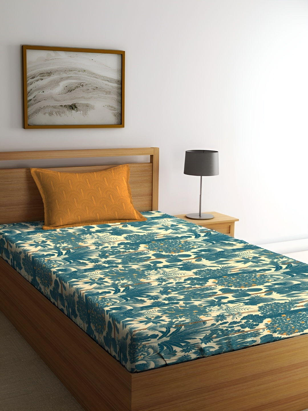 MYTRIDENT Blue & Cream Floral Cotton 144 TC Single Bedsheet With 1 Pillow Cover
MYTRIDENT Blue & Cream Floral Cotton 144 TC Single Bedsheet With 1 Pillow Cover