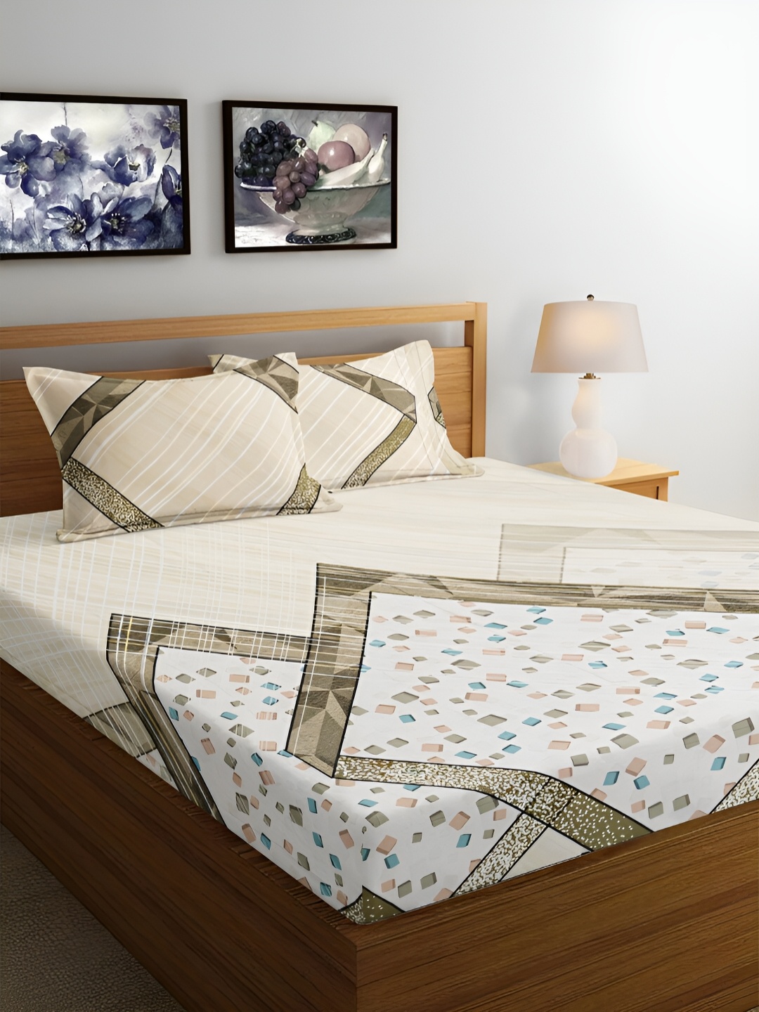 Srijee Decors Tan & White Geometric 350 TC Cotton King Bedsheet with 2 Pillow Covers
Srijee Decors Tan & White Geometric 350 TC Cotton King Bedsheet with 2 Pillow Covers