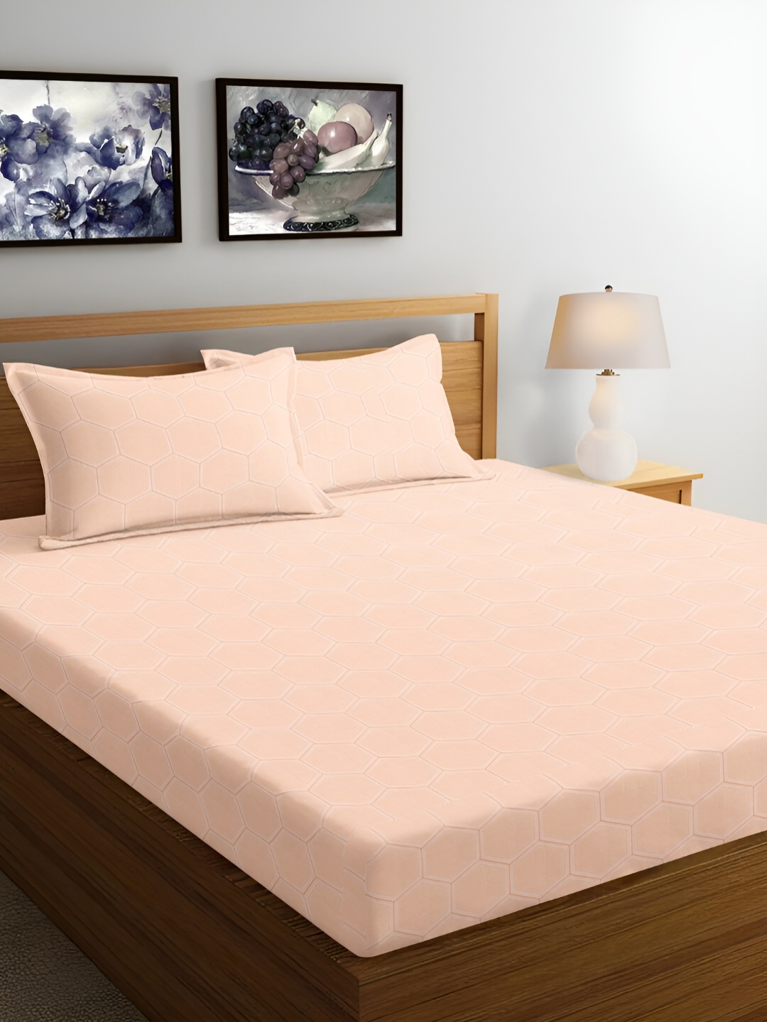 Srijee Decors Beige & Pink Geometric 210 TC Fitted Queen Bedsheet With 2 Pillow Covers
Srijee Decors Beige & Pink Geometric 210 TC Fitted Queen Bedsheet With 2 Pillow Covers