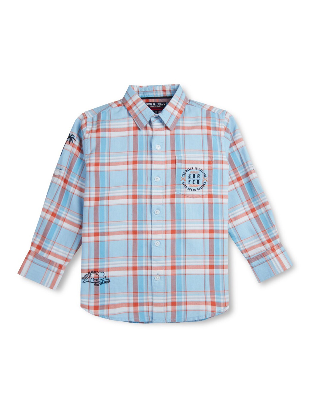 Gini and Jony Boys Spread Collar Long Sleeves Checked Regular Fit Cotton Shirt, Blue
Gini and Jony Boys Spread Collar Long Sleeves Checked Regular Fit Cotton Shirt, Blue