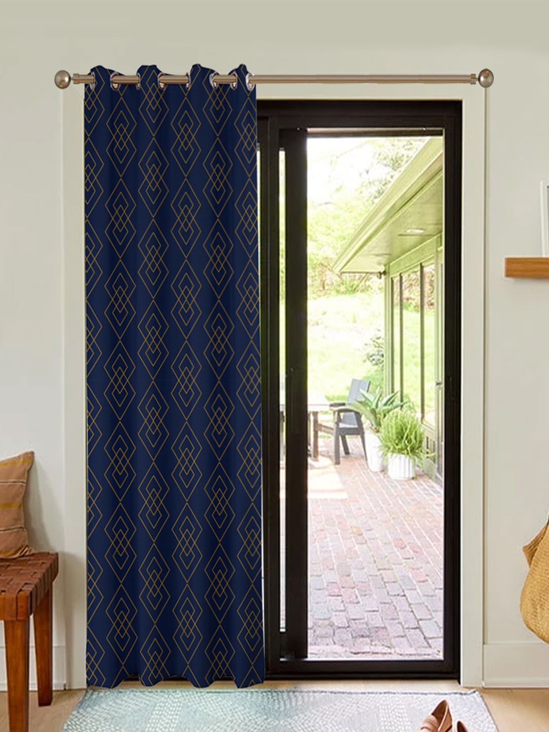 URBAN SPACE Navy Blue & Gold-Toned Geometric Printed Black Out Long Door Curtain
URBAN SPACE Navy Blue & Gold-Toned Geometric Printed Black Out Long Door Curtain