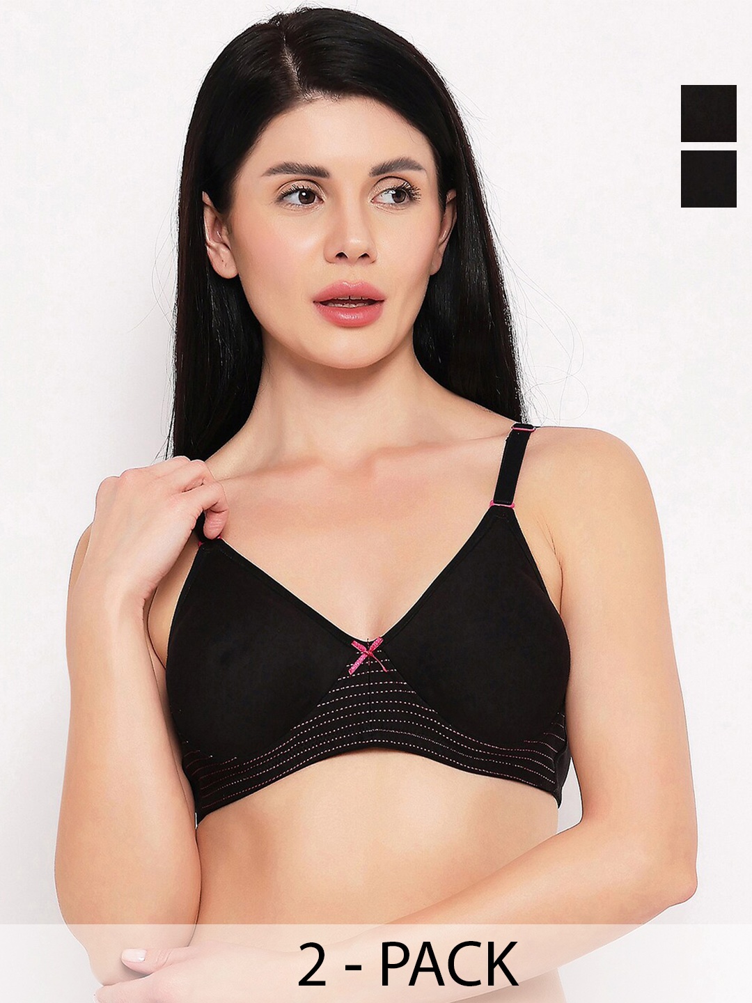 TOFTY Pack Of 2 Full Coverage Non Padded Cotton T-shirt Bras With All Day Comfort, Black
TOFTY Pack Of 2 Full Coverage Non Padded Cotton T-shirt Bras With All Day Comfort, Black