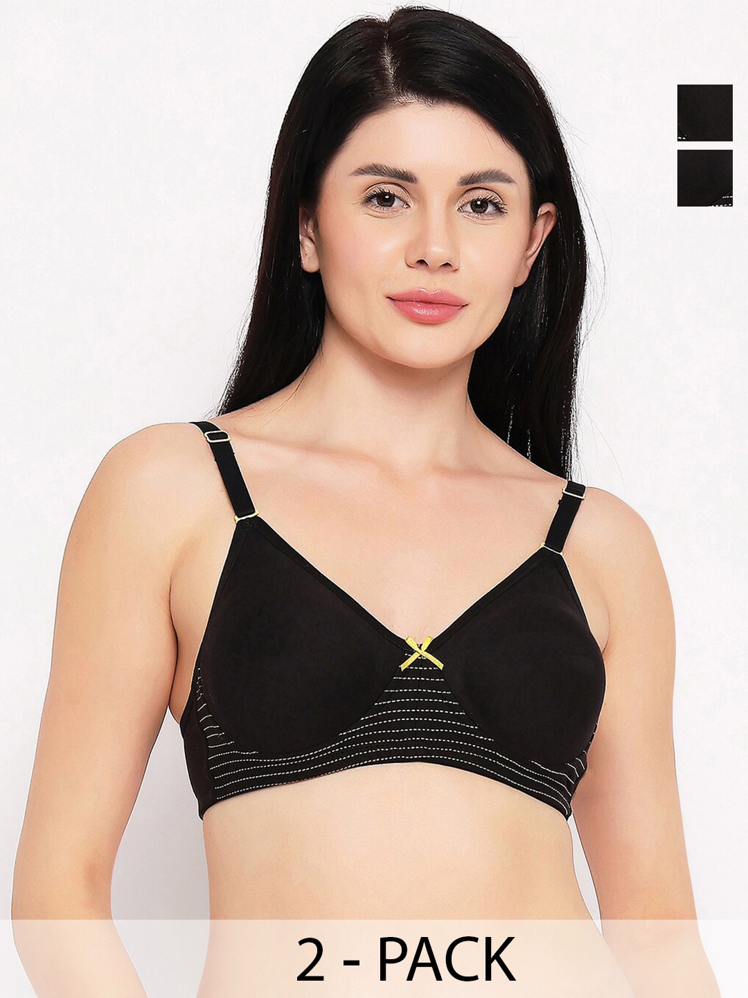 TOFTY Pack Of 2 Full Coverage Non Padded Cotton T-shirt Bras With All Day Comfort, Black
TOFTY Pack Of 2 Full Coverage Non Padded Cotton T-shirt Bras With All Day Comfort, Black