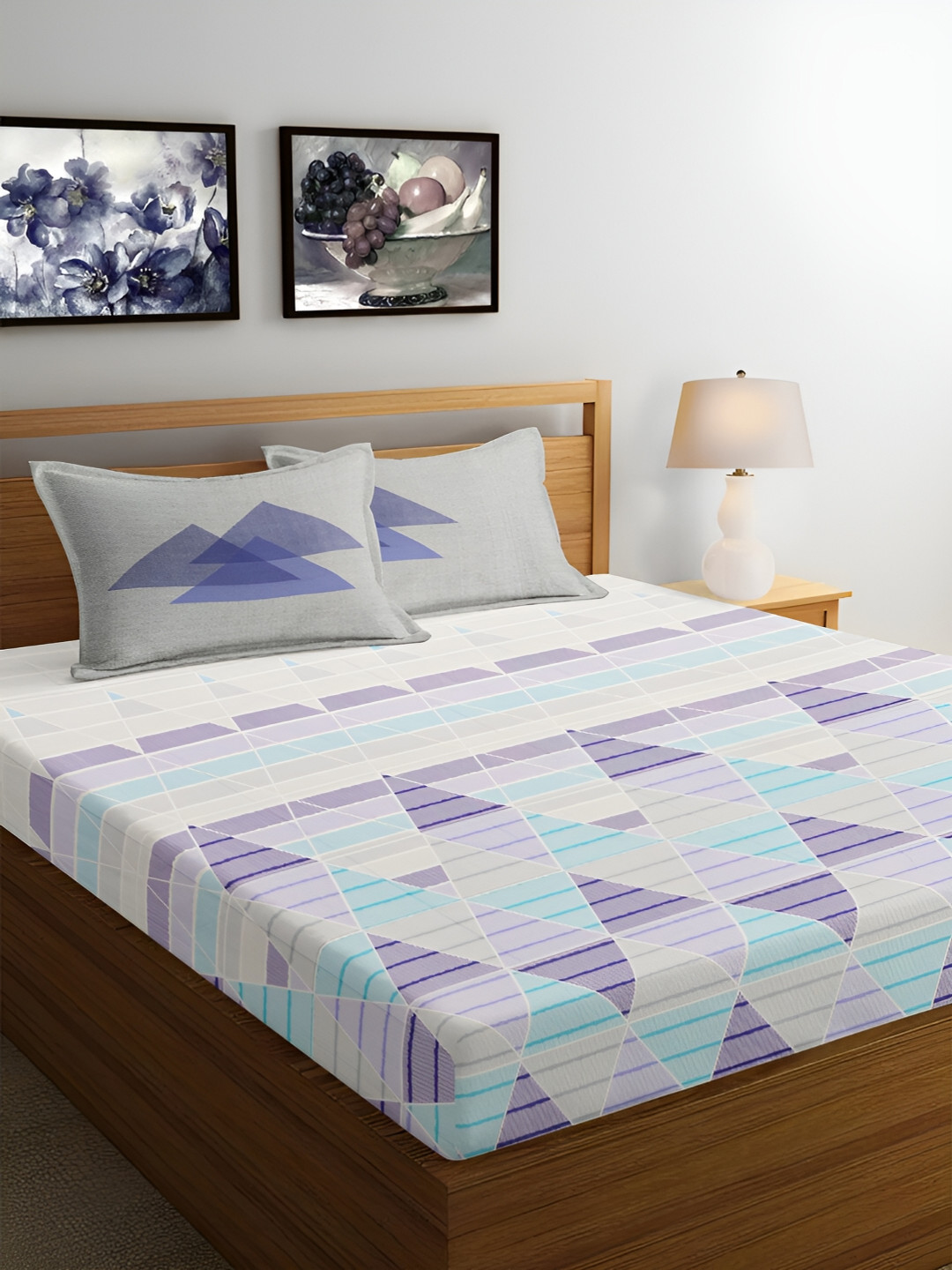 Srijee Decors Purple & White Printed 250 TC Fitted Cotton King Bedsheet & 2 Pillow Covers
Srijee Decors Purple & White Printed 250 TC Fitted Cotton King Bedsheet & 2 Pillow Covers