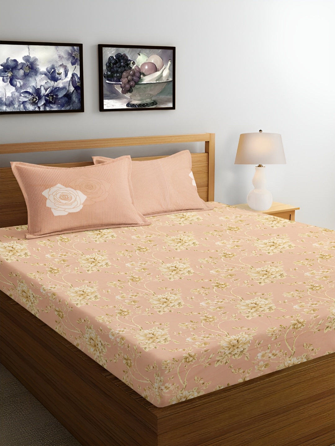 Srijee Decors Pink & White Floral 250 TC Fitted Cotton King Bedsheet with 2 Pillow Covers
Srijee Decors Pink & White Floral 250 TC Fitted Cotton King Bedsheet with 2 Pillow Covers