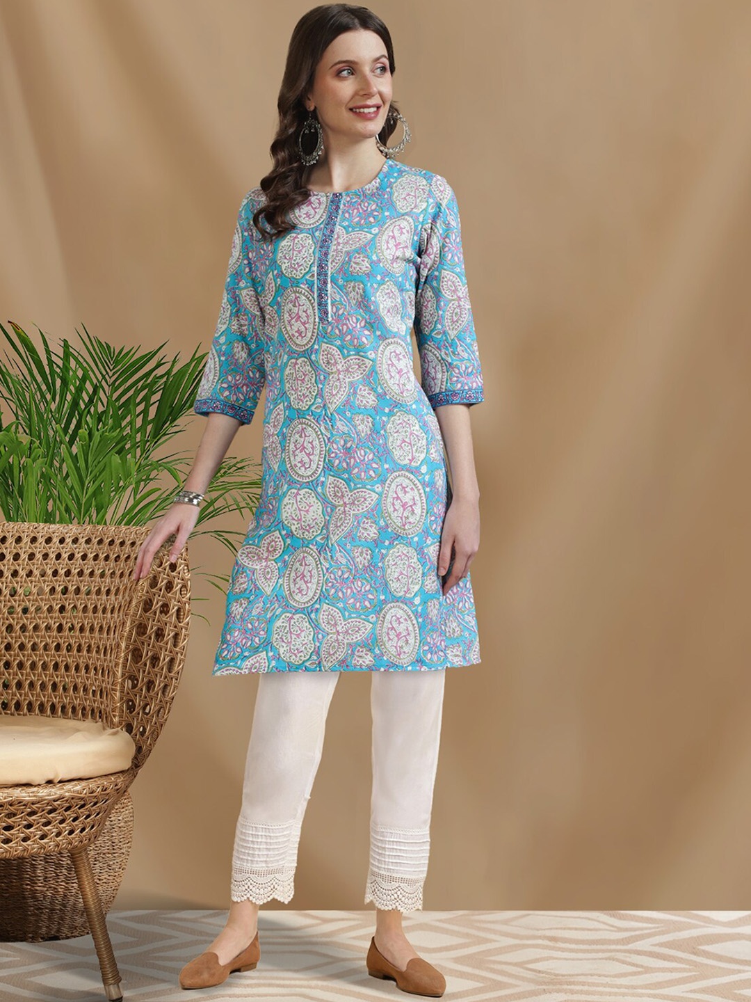 Rangita Ethnic Motifs Printed Regular Gotta Patti Pure Cotton Kurta With Trousers, Blue
Rangita Ethnic Motifs Printed Regular Gotta Patti Pure Cotton Kurta With Trousers, Blue