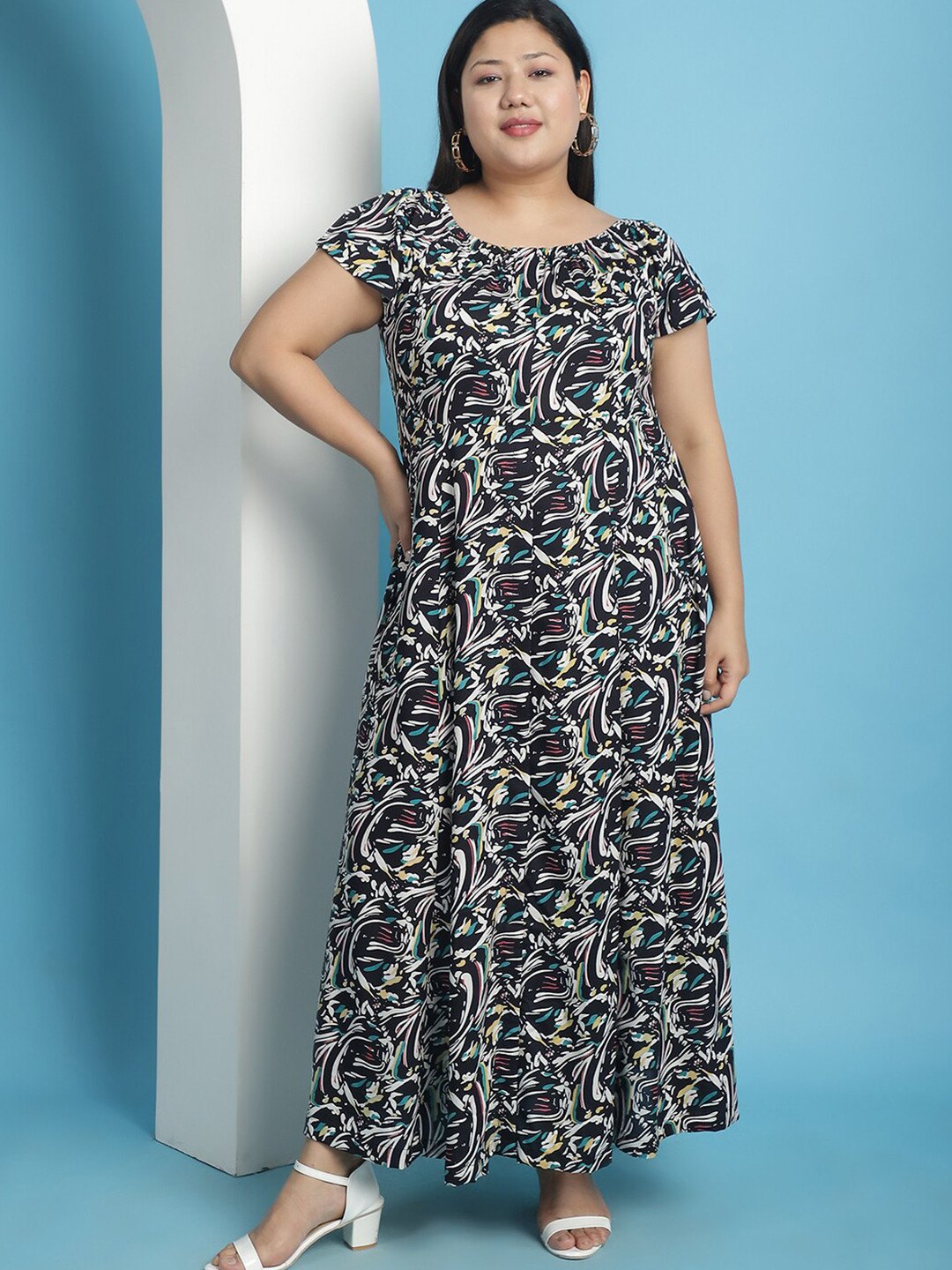 theRebelinme Plus Size Abstract Printed Puffed Sleeves Fit & Flare Maxi Dress, Black
theRebelinme Plus Size Abstract Printed Puffed Sleeves Fit & Flare Maxi Dress, Black