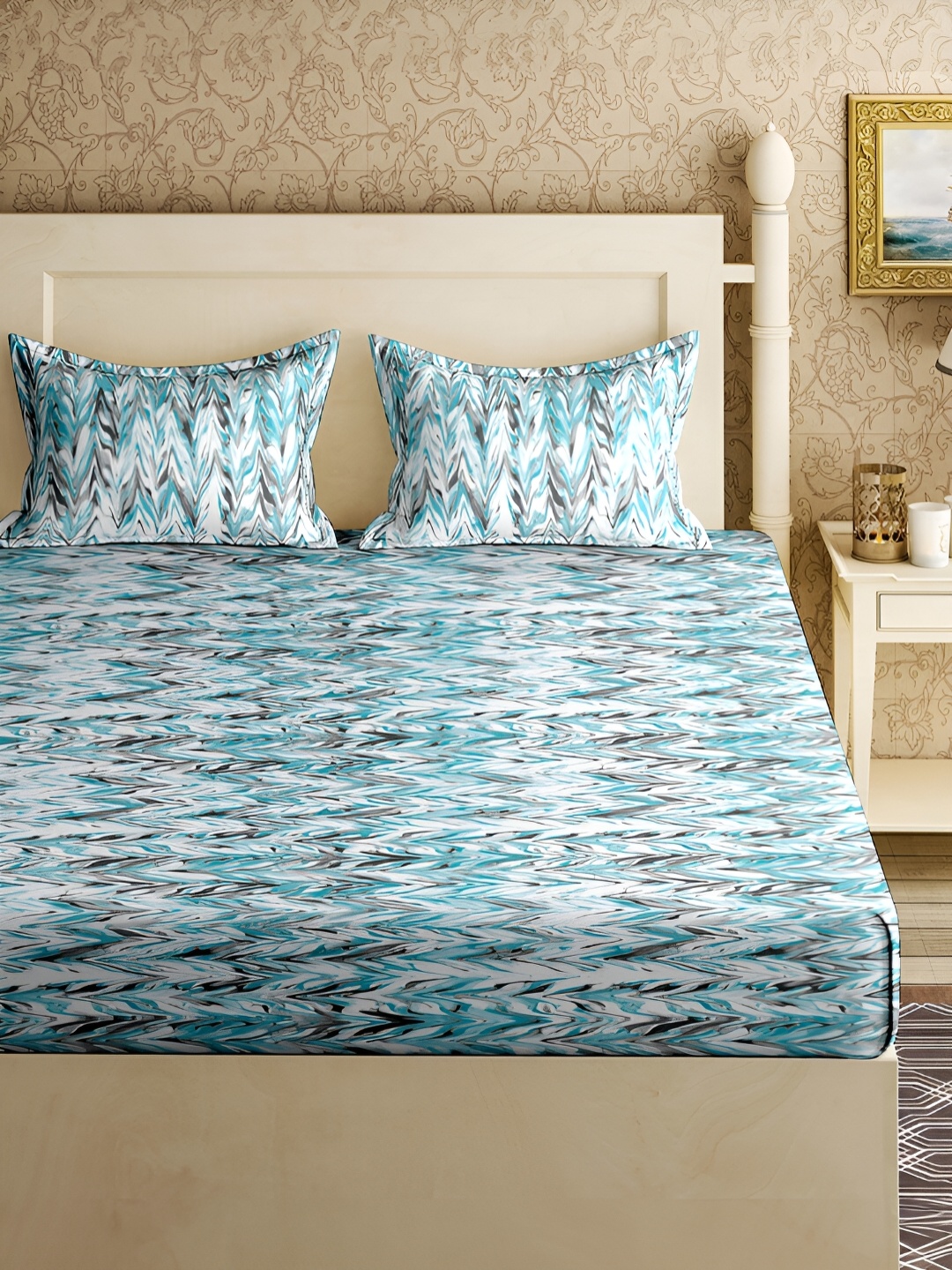 Aura Blue & White Abstract Printed 150 TC Cotton Queen Bedsheet With 2 Pillow Covers
Aura Blue & White Abstract Printed 150 TC Cotton Queen Bedsheet With 2 Pillow Covers