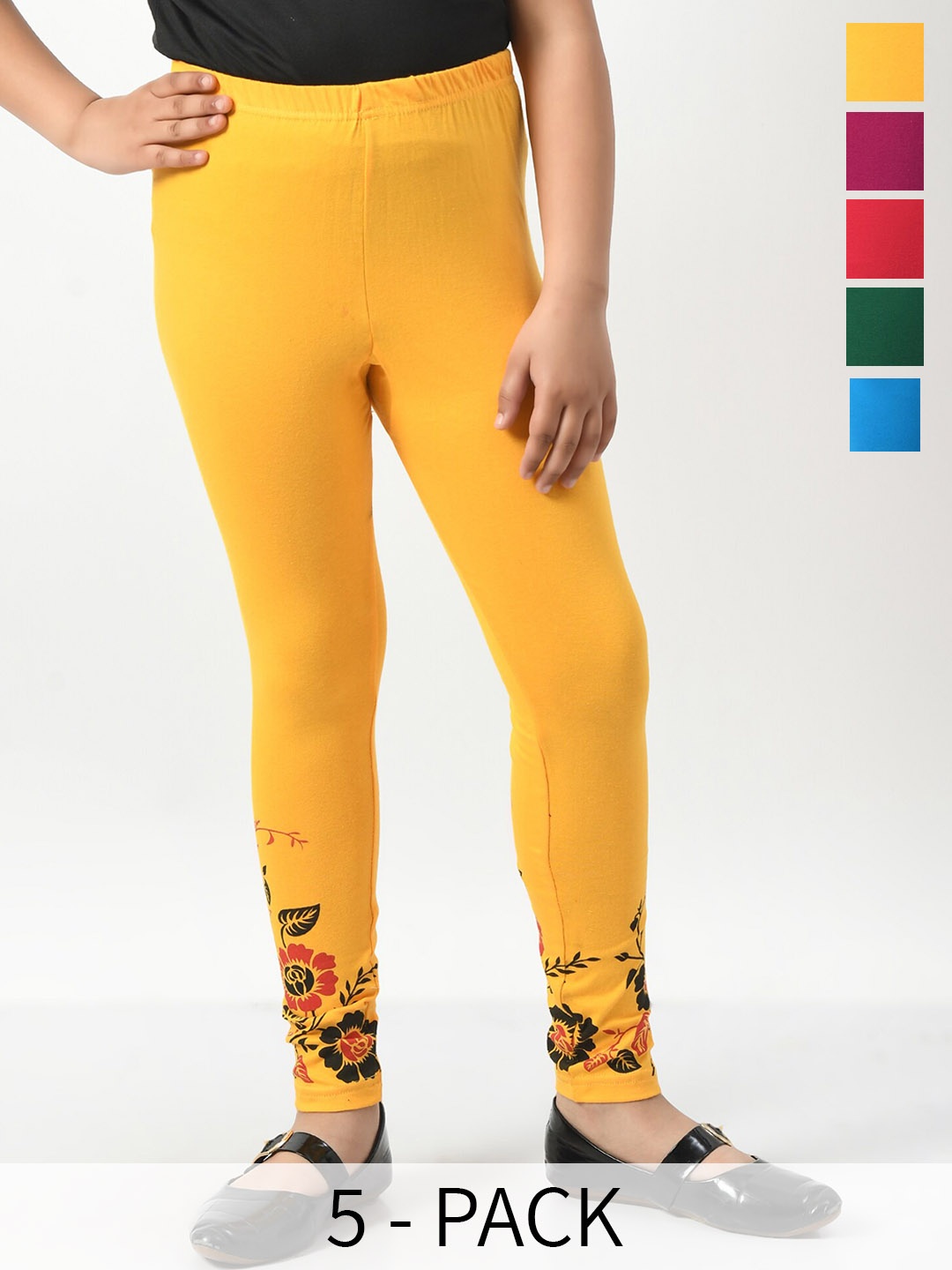 BAESD Girls Pack Of 5 Printed Hem Skin-Friendly Cotton Churidar-Length Leggings, Blue
BAESD Girls Pack Of 5 Printed Hem Skin-Friendly Cotton Churidar-Length Leggings, Blue