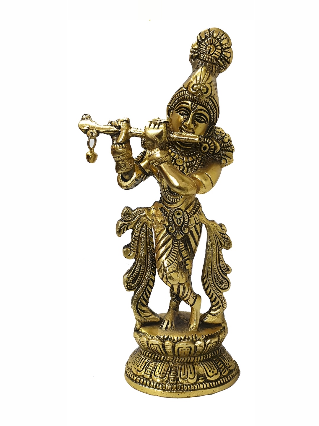 PRANJALS HOUSE Gold toned & Brown Textured Religious Metal Lord Krishna Idol Showpiece
PRANJALS HOUSE Gold toned & Brown Textured Religious Metal Lord Krishna Idol Showpiece