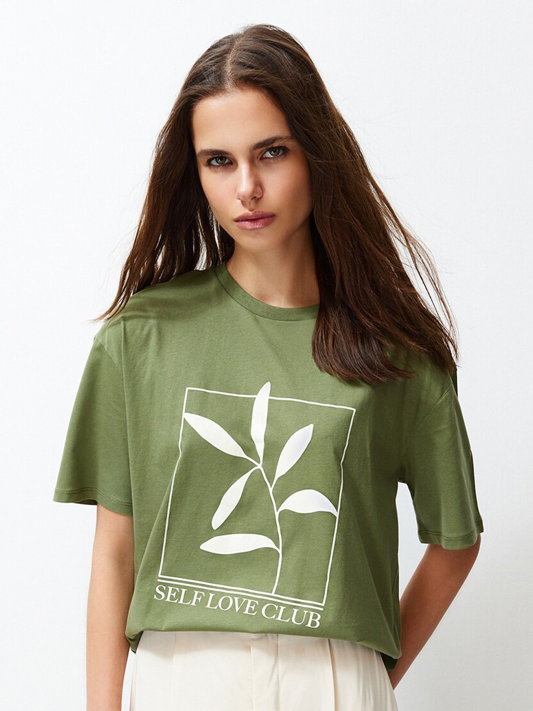 Trendyol Round Neck Drop Shoulder Sleeves Typographic Printed Regular Fit Cotton T-shirt, Green
Trendyol Round Neck Drop Shoulder Sleeves Typographic Printed Regular Fit Cotton T-shirt, Green