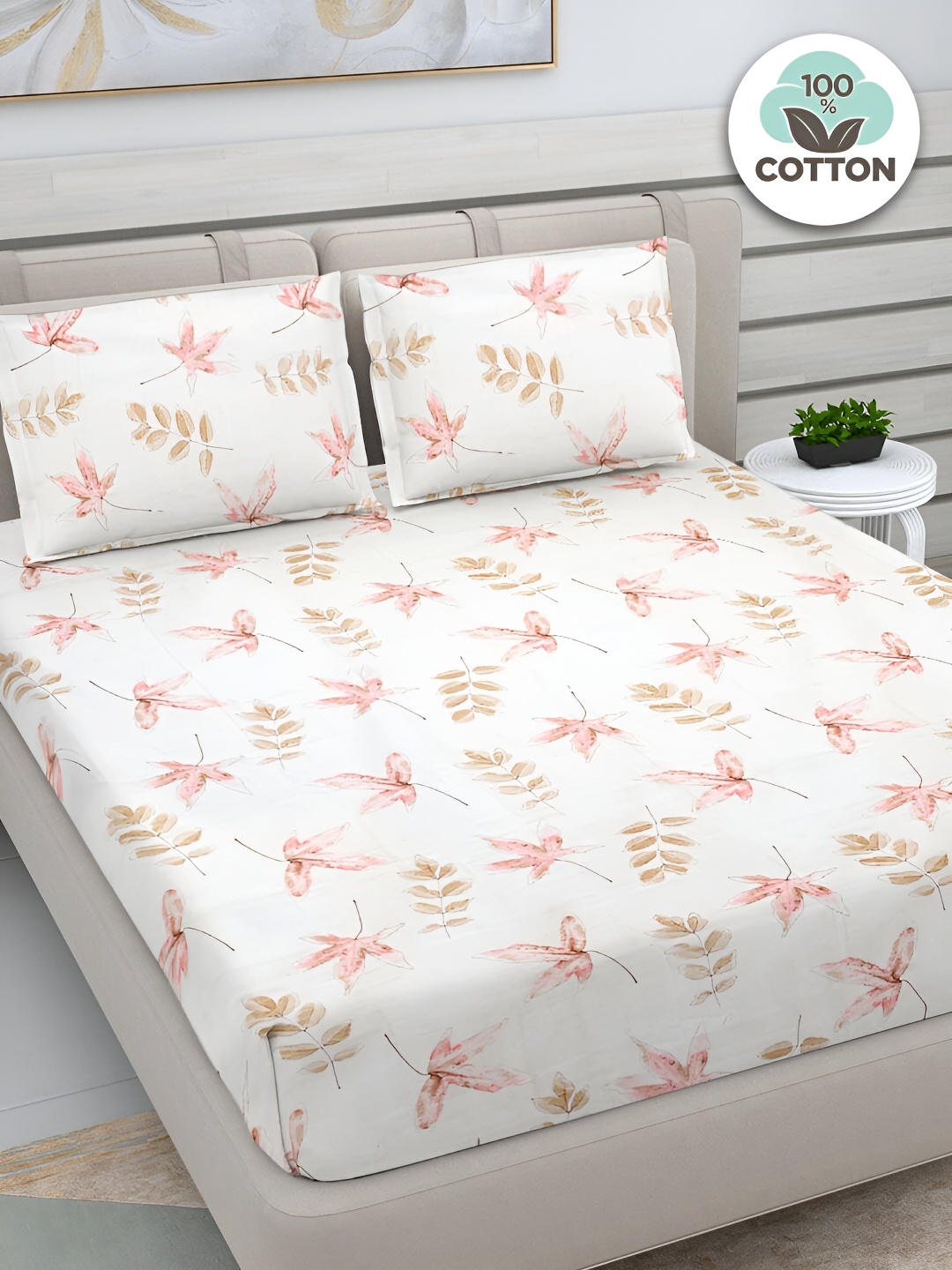 FABINALIV Pink & White Floral Print 300 TC Cotton King Size Bedsheet & 2 Pillow Covers
FABINALIV Pink & White Floral Print 300 TC Cotton King Size Bedsheet & 2 Pillow Covers