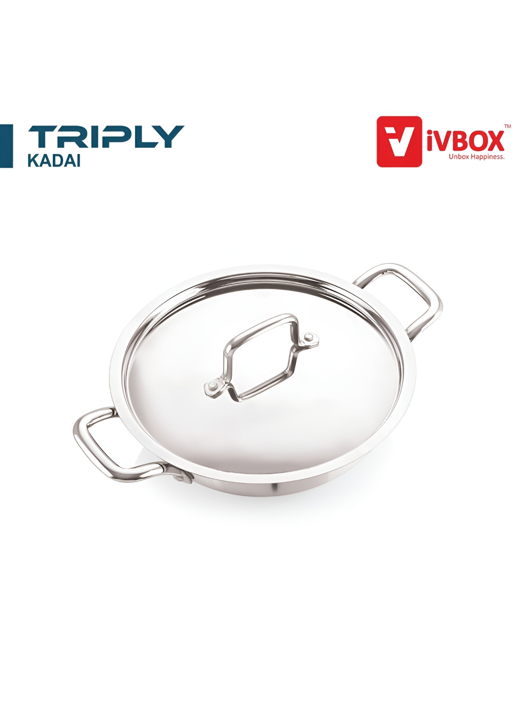 iVBOX Silver-Toned Platina Induction Bottom Tri-Ply Stainless Steel Kadai with Lid 3L
iVBOX Silver-Toned Platina Induction Bottom Tri-Ply Stainless Steel Kadai with Lid 3L