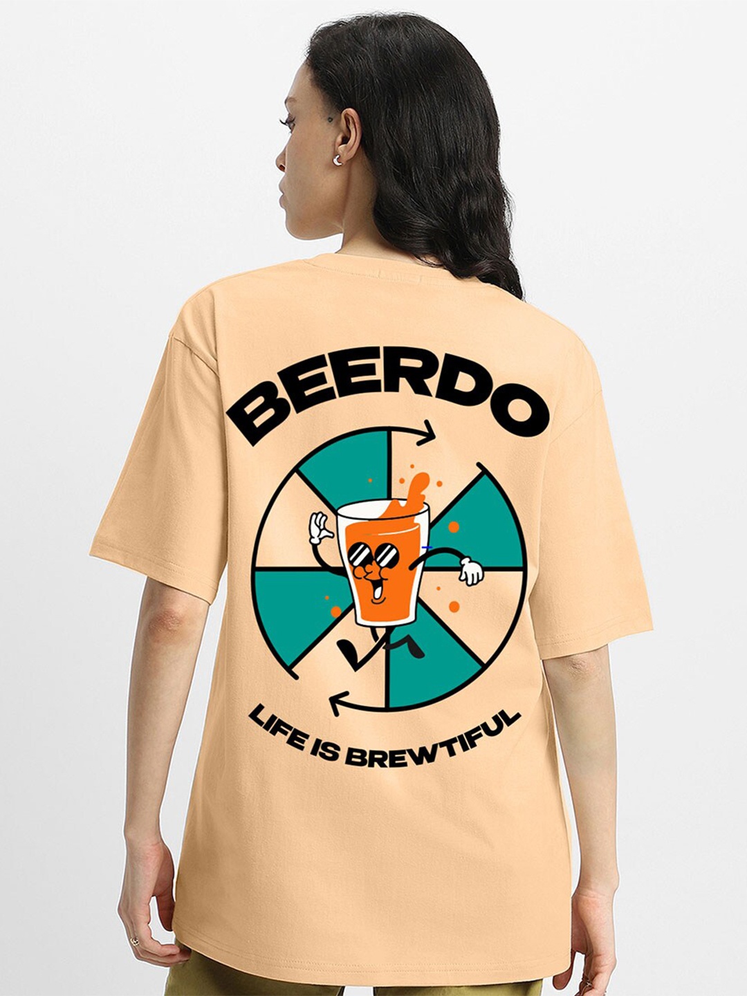 VEIRDO Printed Round Neck Drop-Shoulder Sleeves Pure Cotton Oversized T-shirt, Beige
VEIRDO Printed Round Neck Drop-Shoulder Sleeves Pure Cotton Oversized T-shirt, Beige