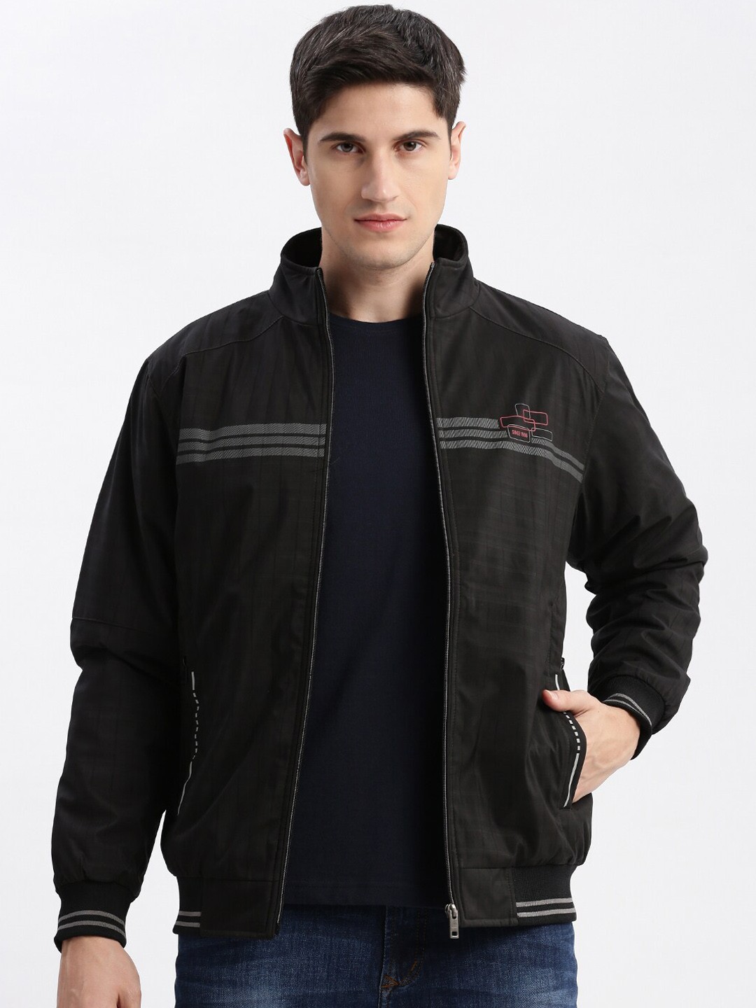 SHOWOFF Geometric Printed Mock Collar Rapid-Dry Technology Windcheater Bomber Jacket, Black
SHOWOFF Geometric Printed Mock Collar Rapid-Dry Technology Windcheater Bomber Jacket, Black