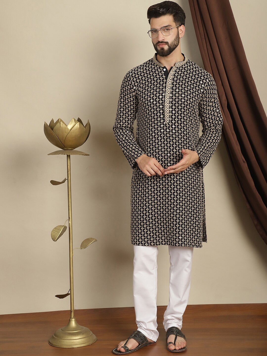 Anouk Beige Geometric Embroidered Regular Sequinned Pure Cotton Kurta with Churidar
Anouk Beige Geometric Embroidered Regular Sequinned Pure Cotton Kurta with Churidar