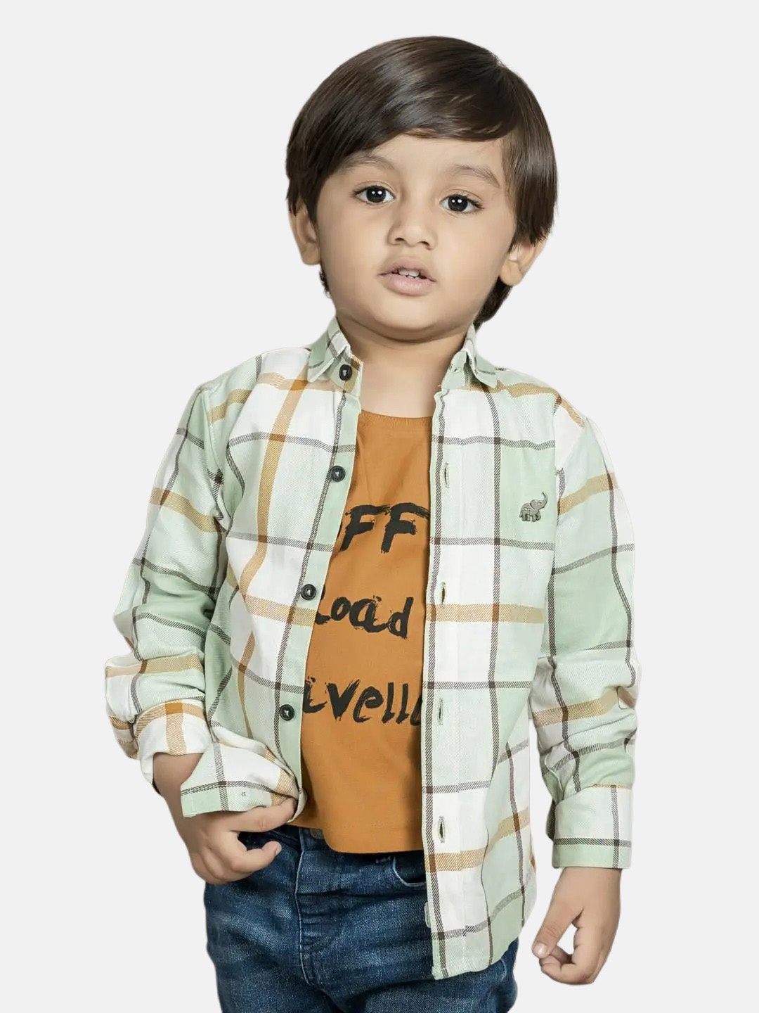 Polka Tots Infant Boys Windowpane Checked Casual Cotton Shirt With Attached T-Shirt, Green
Polka Tots Infant Boys Windowpane Checked Casual Cotton Shirt With Attached T-Shirt, Green