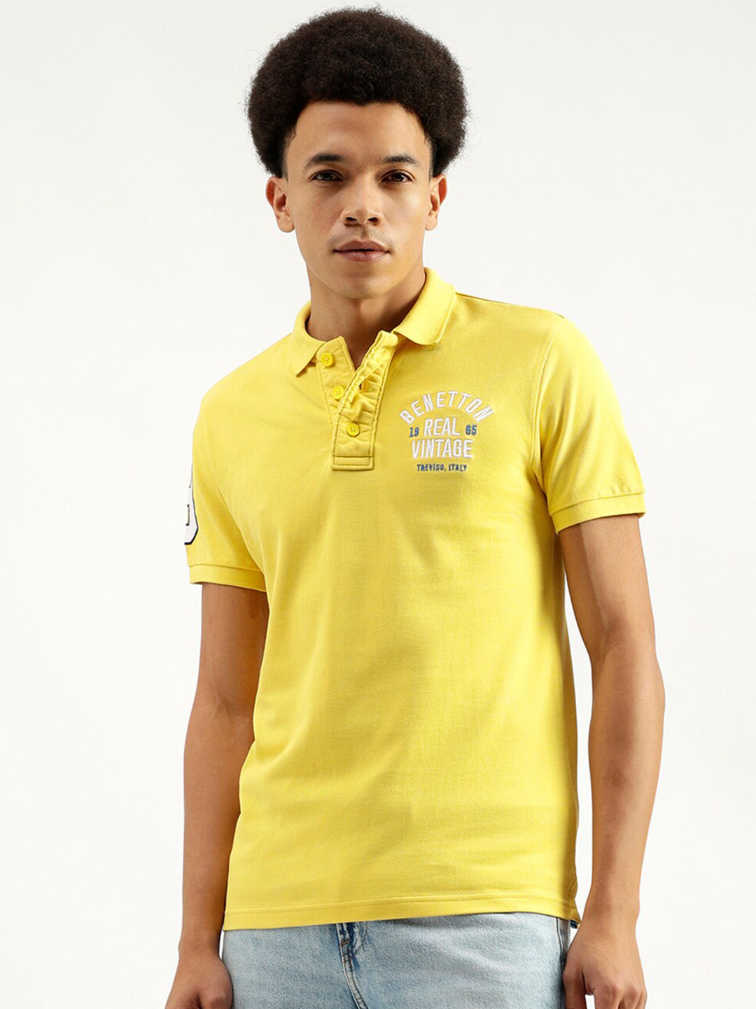 United Colors of Benetton Printed Polo Collar Short Sleeves Pure Cotton T-shirt, Yellow
United Colors of Benetton Printed Polo Collar Short Sleeves Pure Cotton T-shirt, Yellow