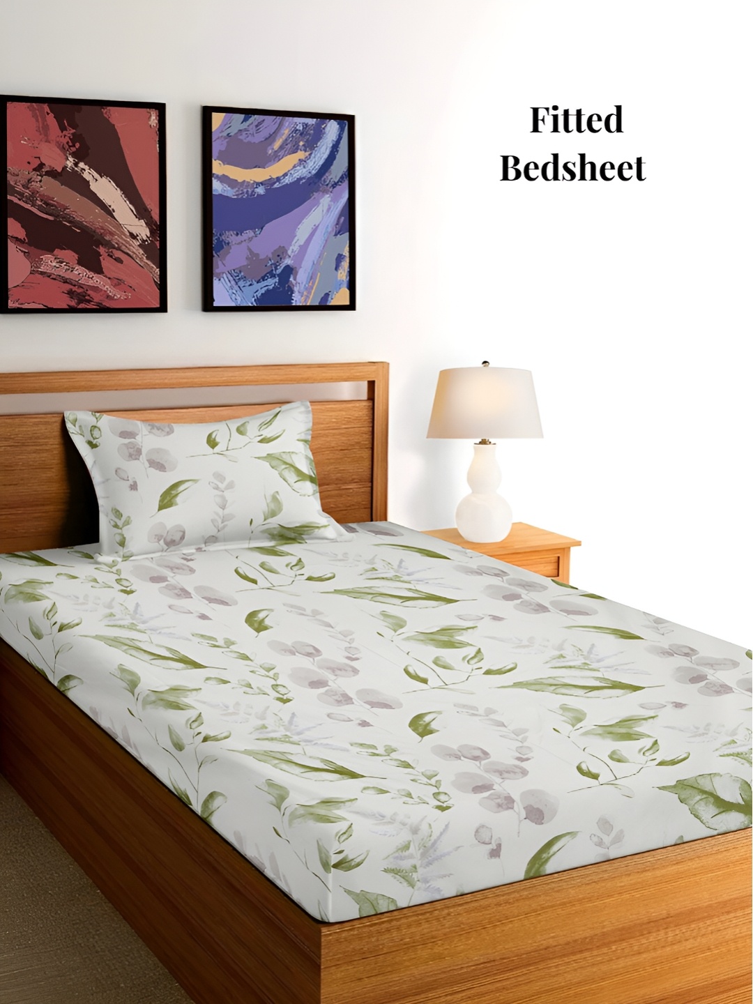 Arrabi Cream-Coloured & Green Floral 300 TC Fitted Single Bedsheet With 1 Pillow Cover
Arrabi Cream-Coloured & Green Floral 300 TC Fitted Single Bedsheet With 1 Pillow Cover