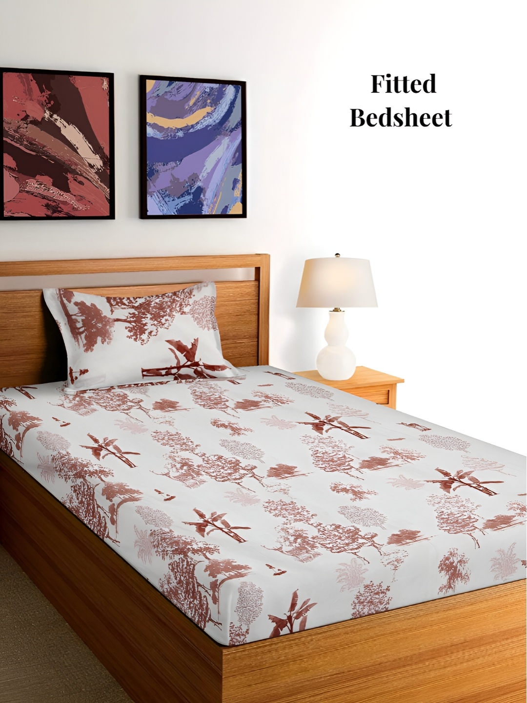 Arrabi Cream-Coloured & Brown Floral 300 TC Fitted Single Bedsheet With 1 Pillow Cover
Arrabi Cream-Coloured & Brown Floral 300 TC Fitted Single Bedsheet With 1 Pillow Cover