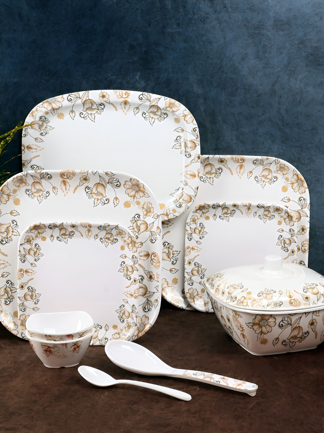 Aura White & Green 40 Pieces Floral Printed Melamine Double Coated Glossy Dinner Set
Aura White & Green 40 Pieces Floral Printed Melamine Double Coated Glossy Dinner Set