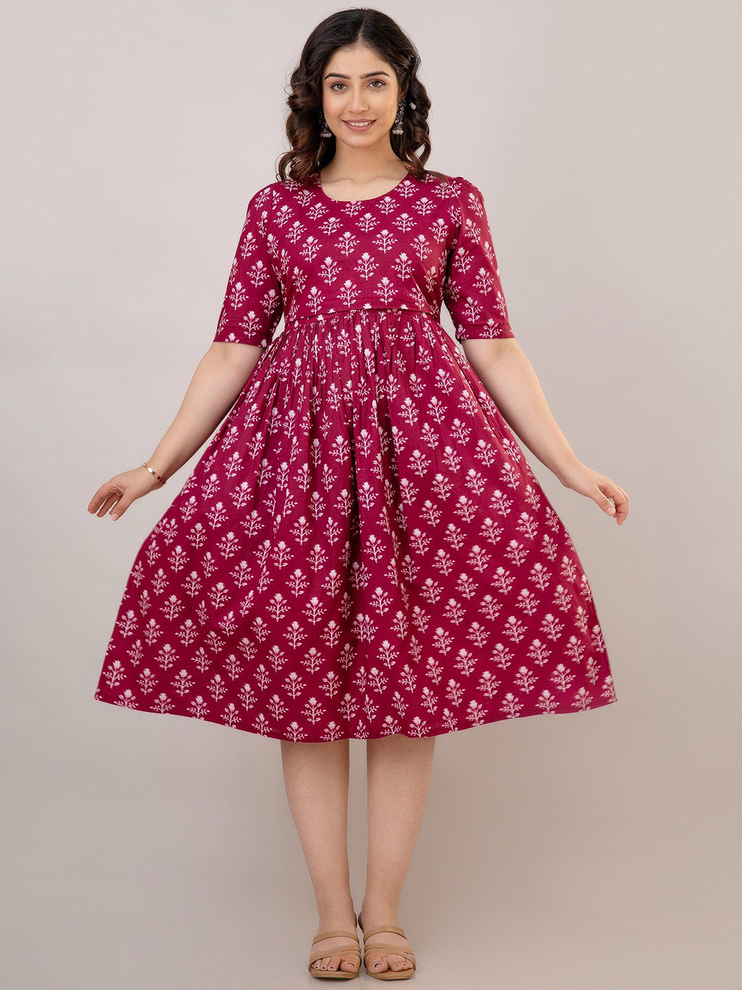 CELEBRAVO Ethnic Motifs Printed Fit Flared Maternity & Feeding Ethnic Midi Dress, Purple
CELEBRAVO Ethnic Motifs Printed Fit Flared Maternity & Feeding Ethnic Midi Dress, Purple