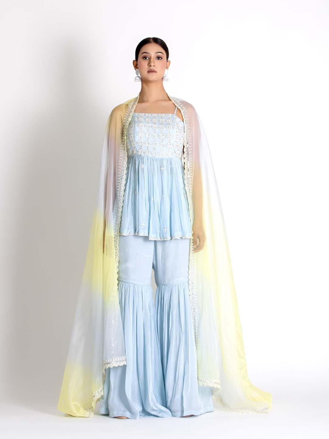 Bee Boe Floral Embroidered Regular Thread Work Silk Chiffon Top With Sharara & Dupatta, Blue
Bee Boe Floral Embroidered Regular Thread Work Silk Chiffon Top With Sharara & Dupatta, Blue
