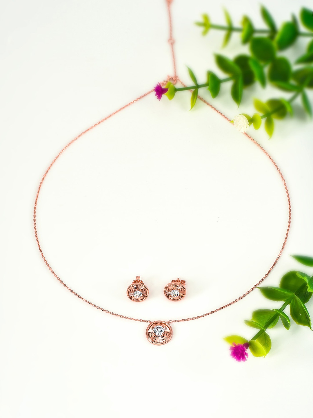 SILBERRY 925 Sterling Silver Rose Gold Plated Cubic Zirconia Studded Pendant And Earrings
SILBERRY 925 Sterling Silver Rose Gold Plated Cubic Zirconia Studded Pendant And Earrings