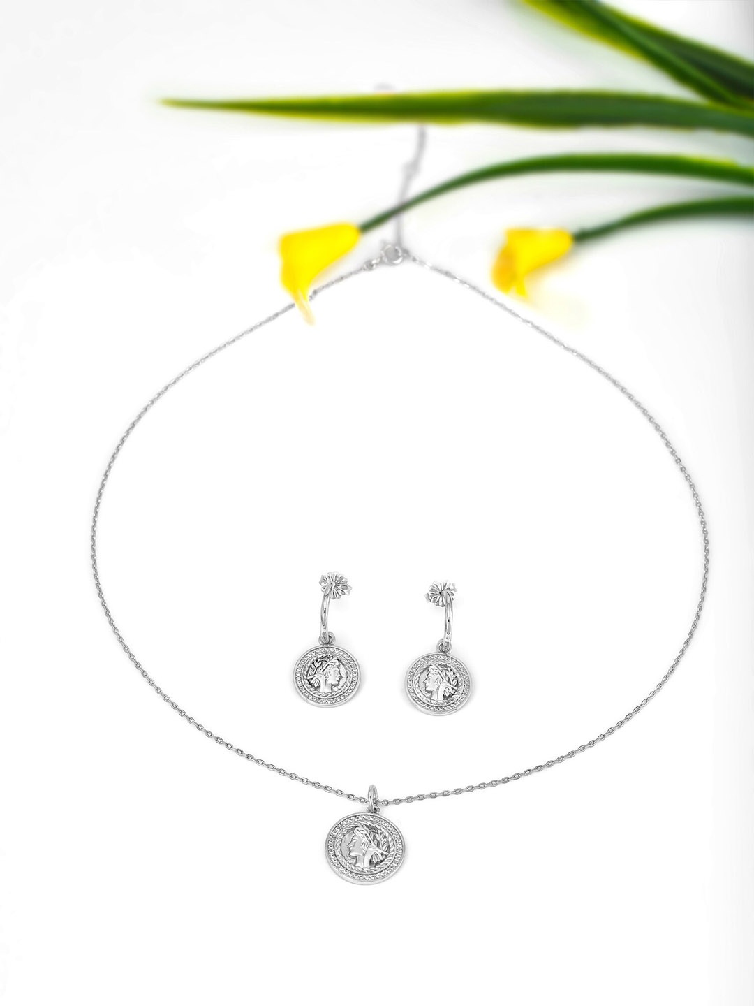 SILBERRY 925 Sterling Silver Rhodium-Plated Cubic Zirconia studded Pendant and Earrings
SILBERRY 925 Sterling Silver Rhodium-Plated Cubic Zirconia studded Pendant and Earrings